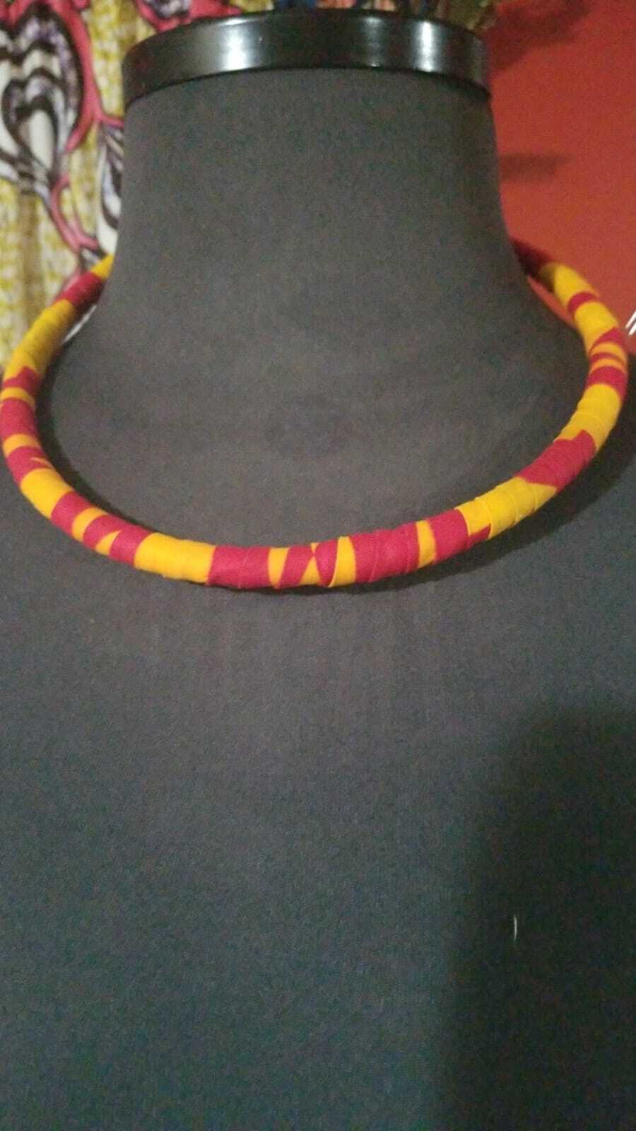 Yellow & Pink Multi African Print rope Necklace $10