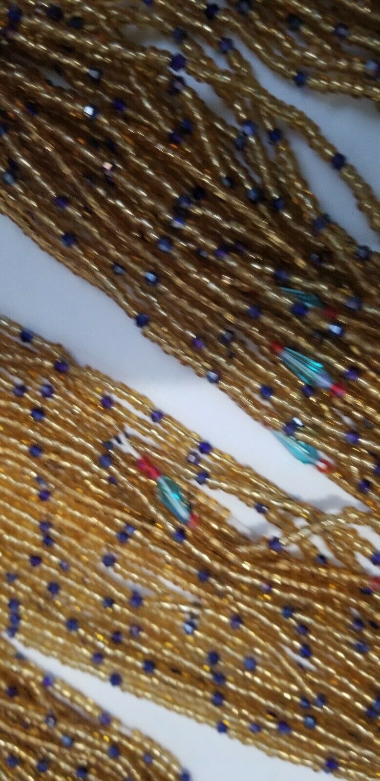 Amber Colored African waist Beads Long With Decorative Accents#2(.46"-53")