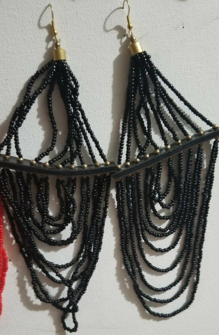 Statements Piece Bold Big &Beautiful Beaded Earrings( Black)$10