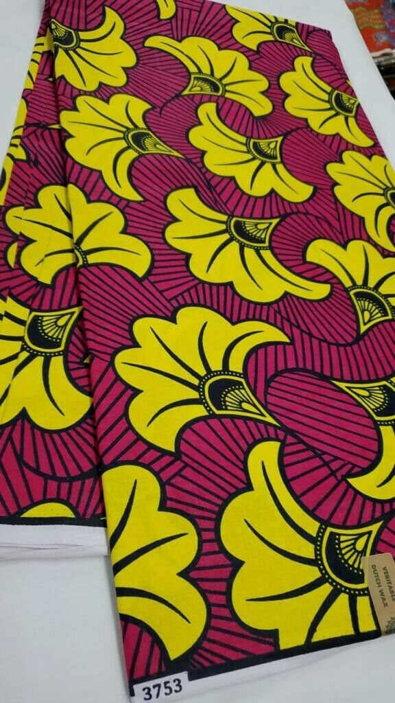 African Print Yellow and Pink Multi 6yds