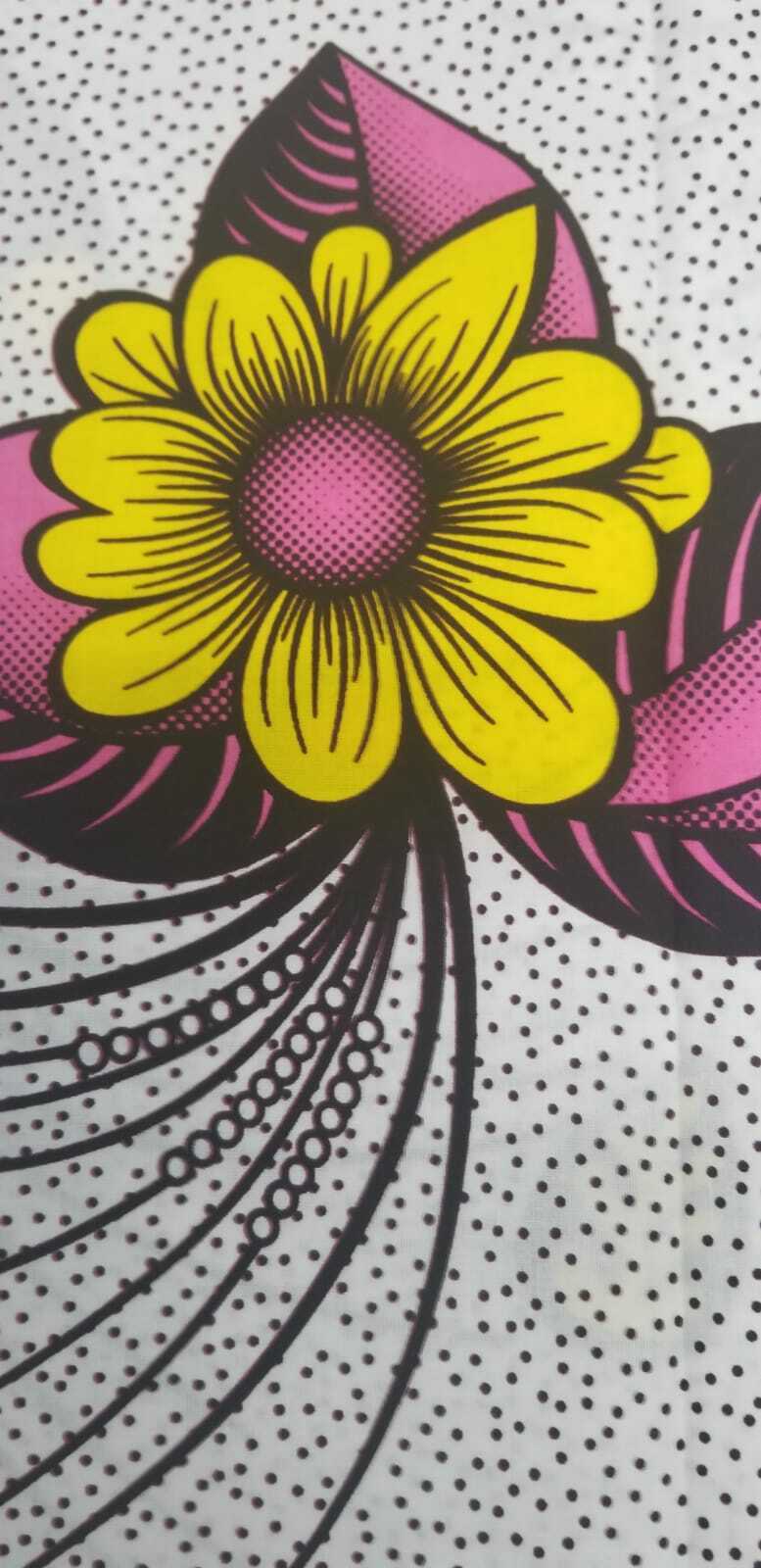 Summer bouquet in yellow and Pink African Print 100% Cotton 2 yds $10