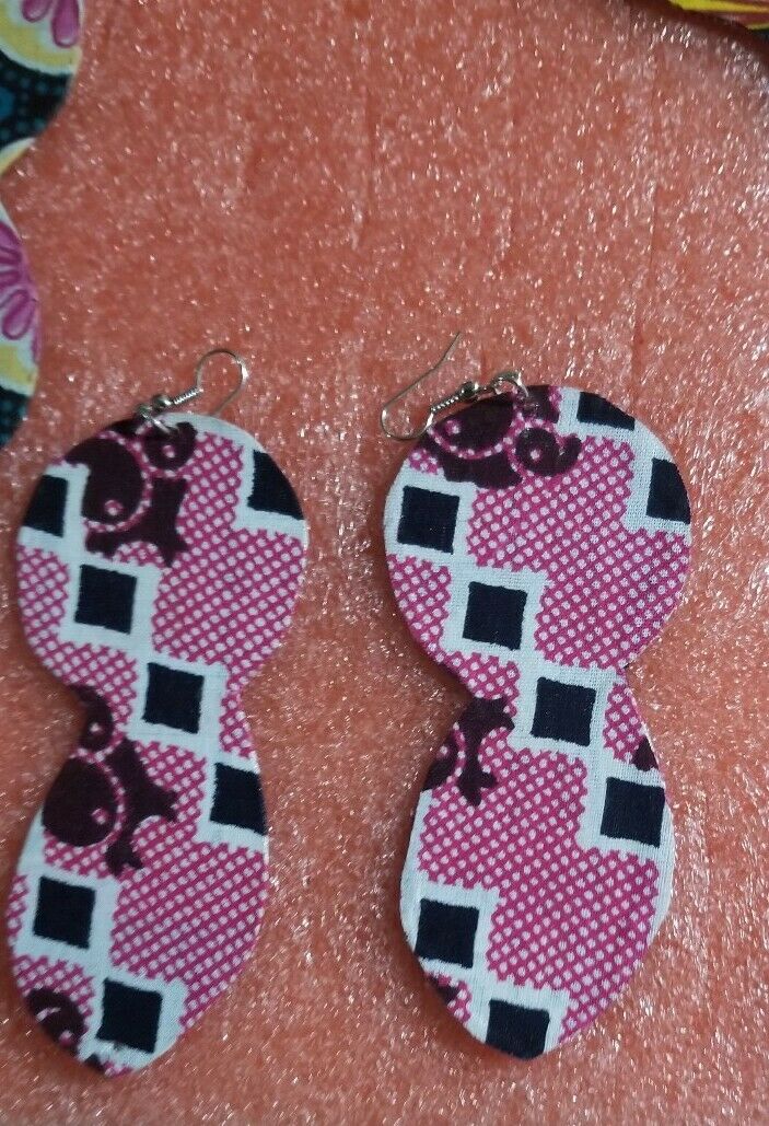 African Earrings Fabric Handmade with Tribal Ankara/waxprint 2pairs $10