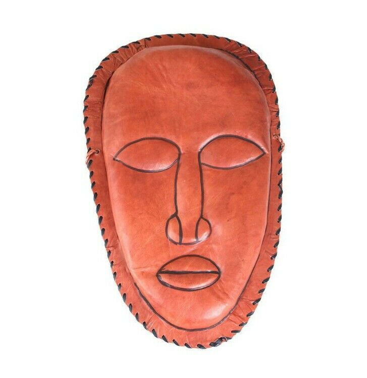 Brown Leather Purse - Mask Design