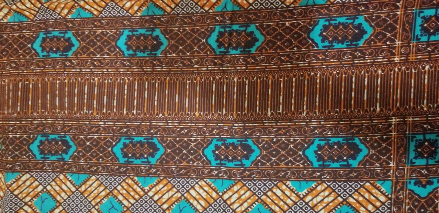African Print Green And Orange Multi 3yds