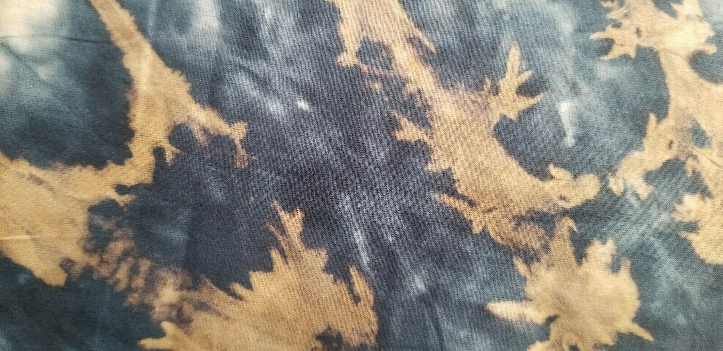 BLUE MULTI TIE DYE PRINT Scarf/Headwrap ~ 100% Cotton 67"×22"