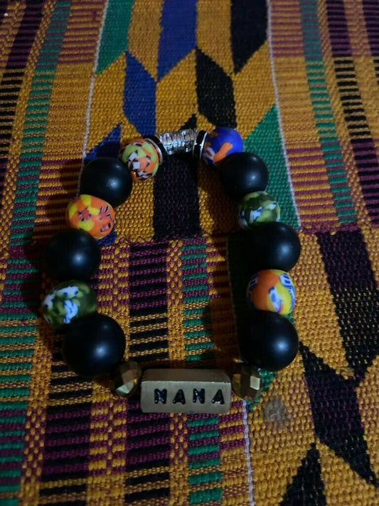 African Krobo  Glass Beads Handmade Traditional Name Bracelet from Ghana~Nana~