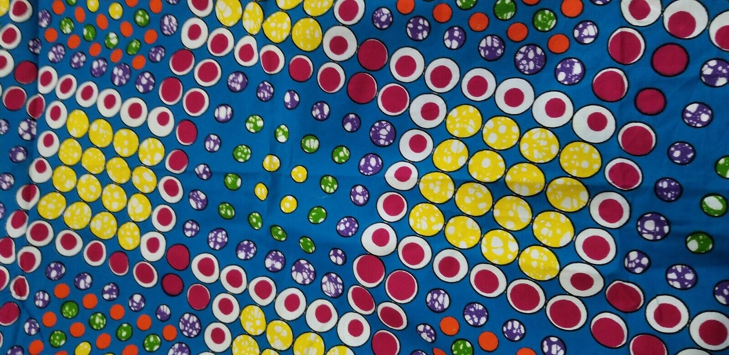 Fun Bubble Circle African Print Fabric 64"×46"~$12