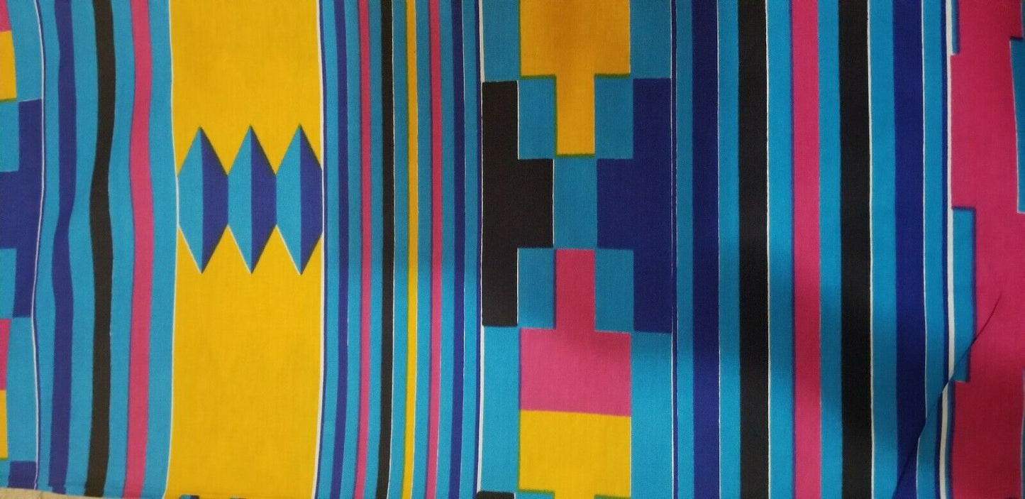 Kente Print African Wax Print 100% Cotton Fabric ~1 yd~$7.25