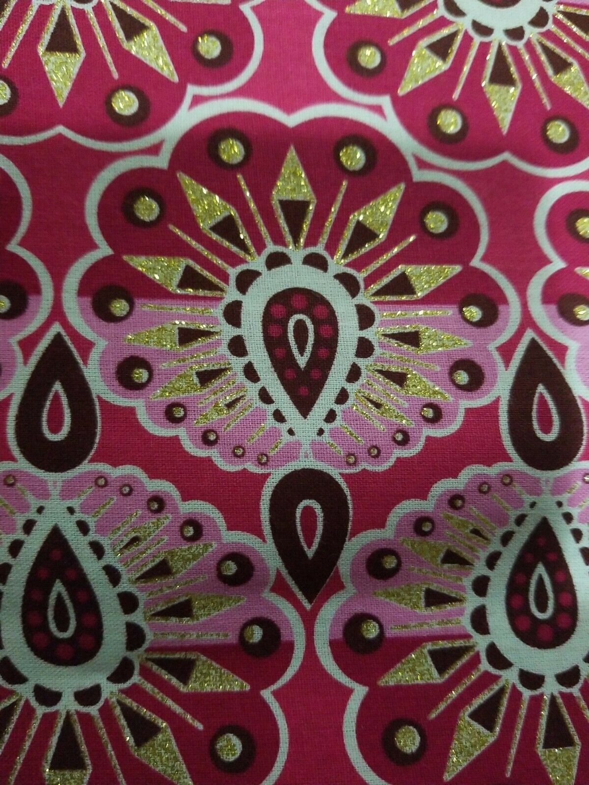 High fashion MULTICOLOR African Wax Print in Pink  Fabric ~2yds×22"~$11