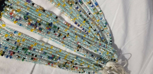 African waist beads sea foam green translucent Dazzling ~ very Long ~2pc