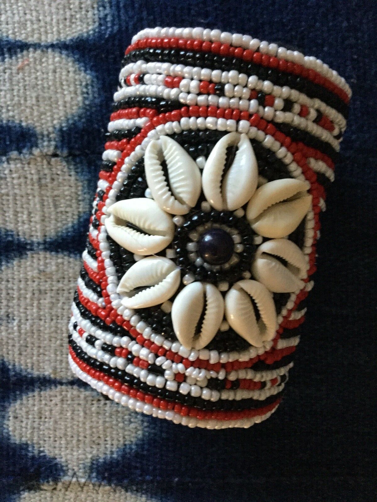 WIDE Tribal beads and Cowrie   CUFF Bracelet ~select From 3 Styles