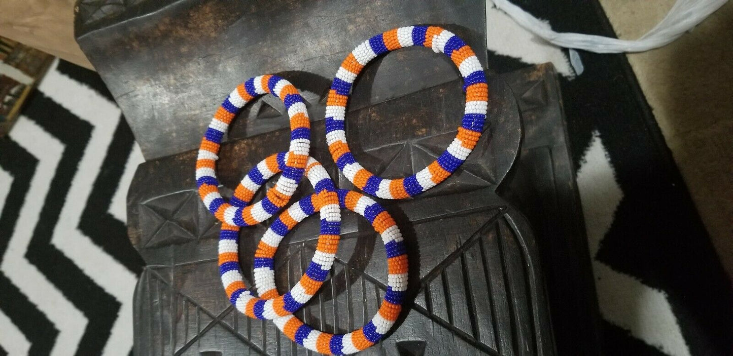 Zulu Beaded Bracelet orange white&blue beads~ $5 each
