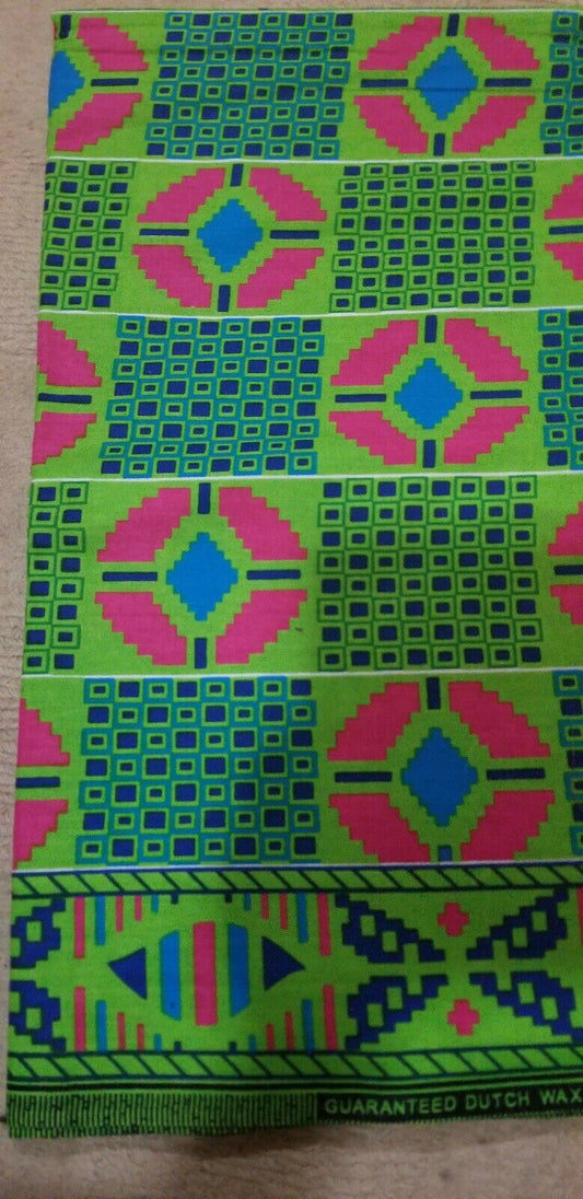 Kente Print African Wax Print 100% Cotton Fabric ~1 yd~$6.50