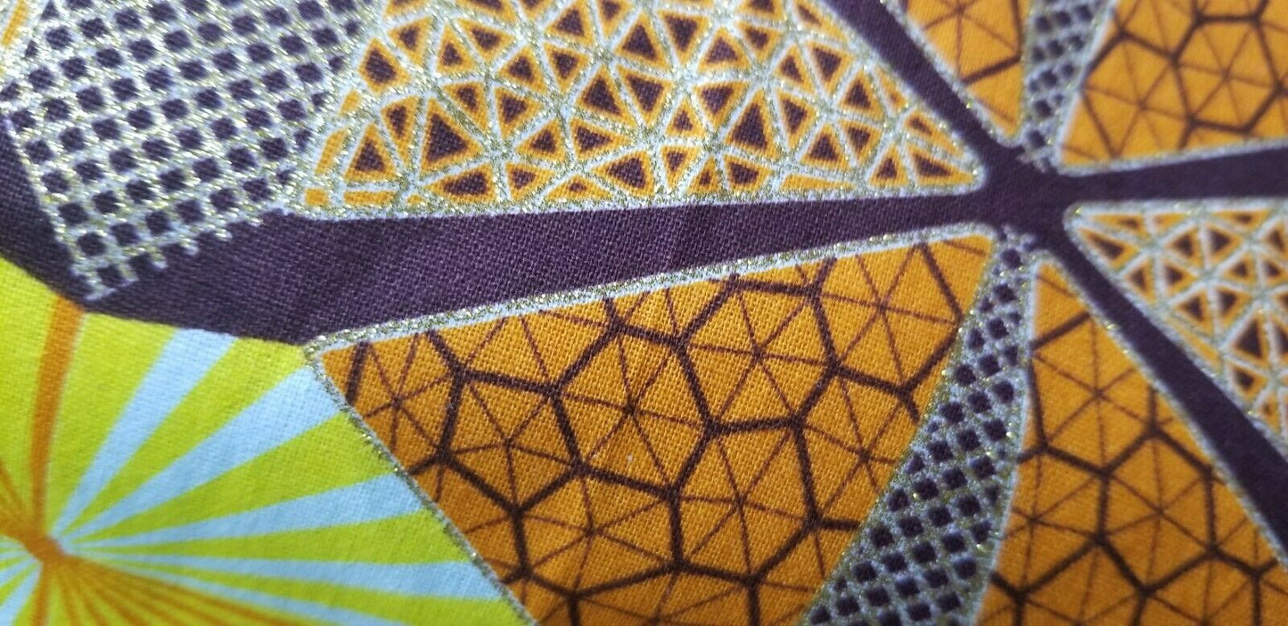 High fashion  African  Print Orange&Yellow Multi 100% Cotton Fabric ~70×24