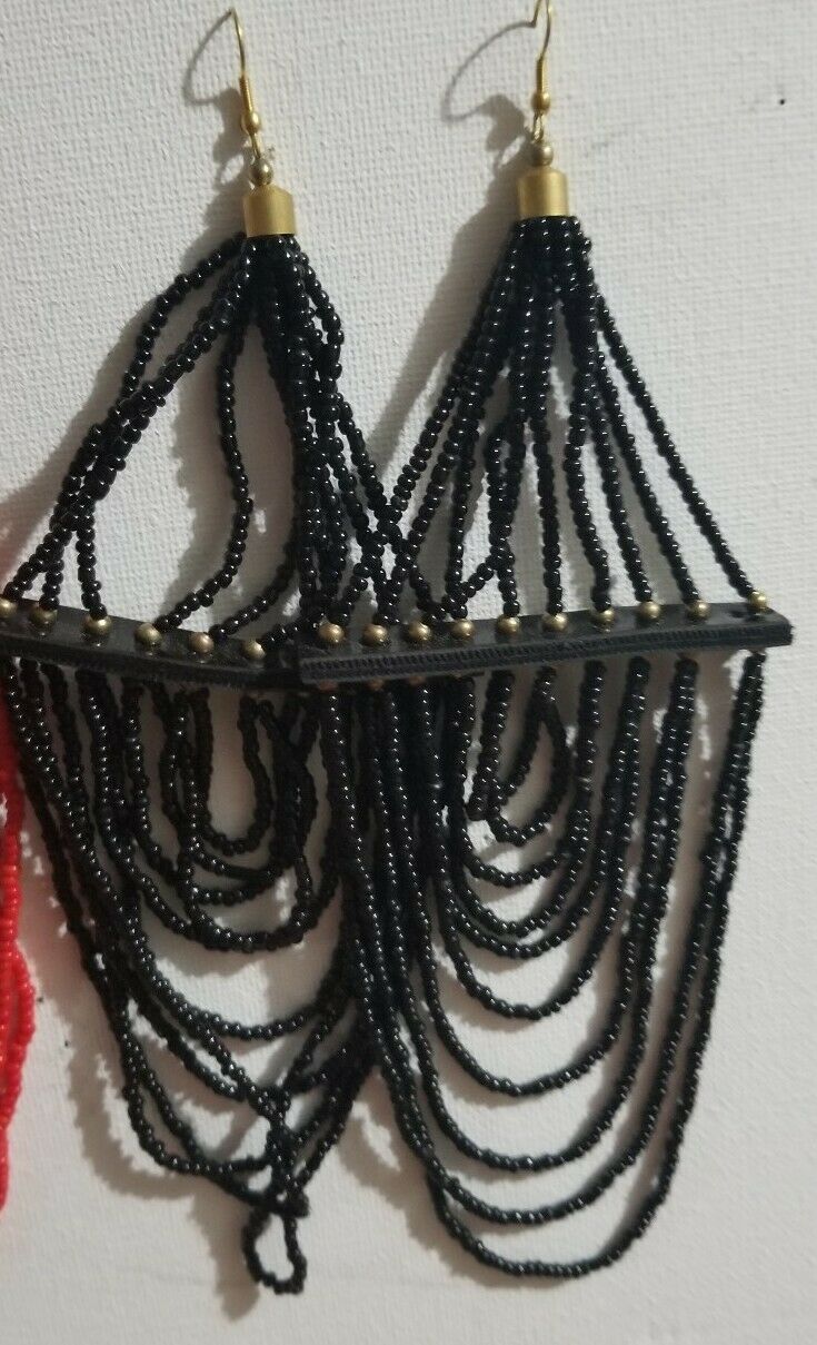 Statements Piece Bold Big &Beautiful Beaded Earrings( Black)$10