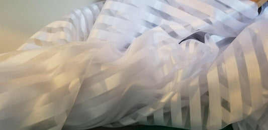 White STRIPPED CHIFFON FABRIC.