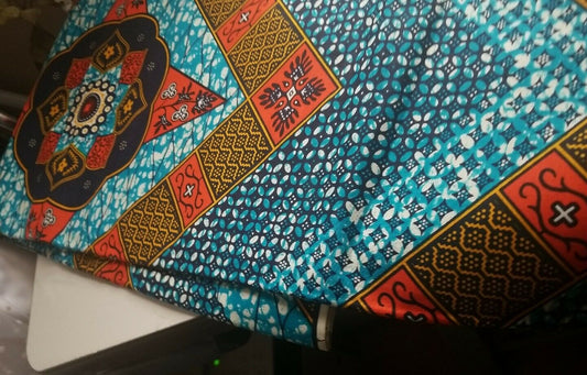 Blue&Orange Multi African Print 100% Cotton 2 lot 6yards bolt...SALE $50