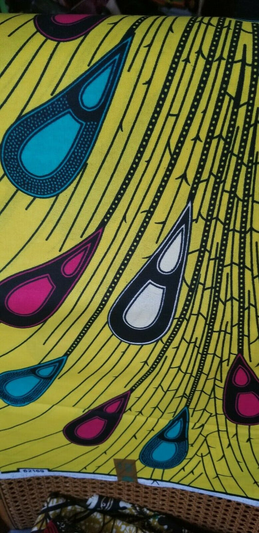 Yellow multi African Print Fabric  .$13per 2yards