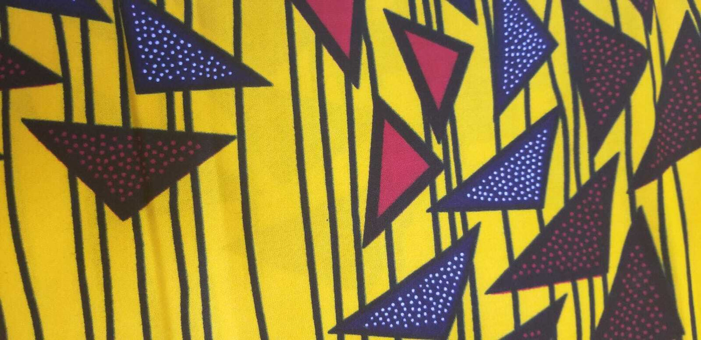 Gold and mult color triangle clusters 100% Cotton African Print $7 per yard