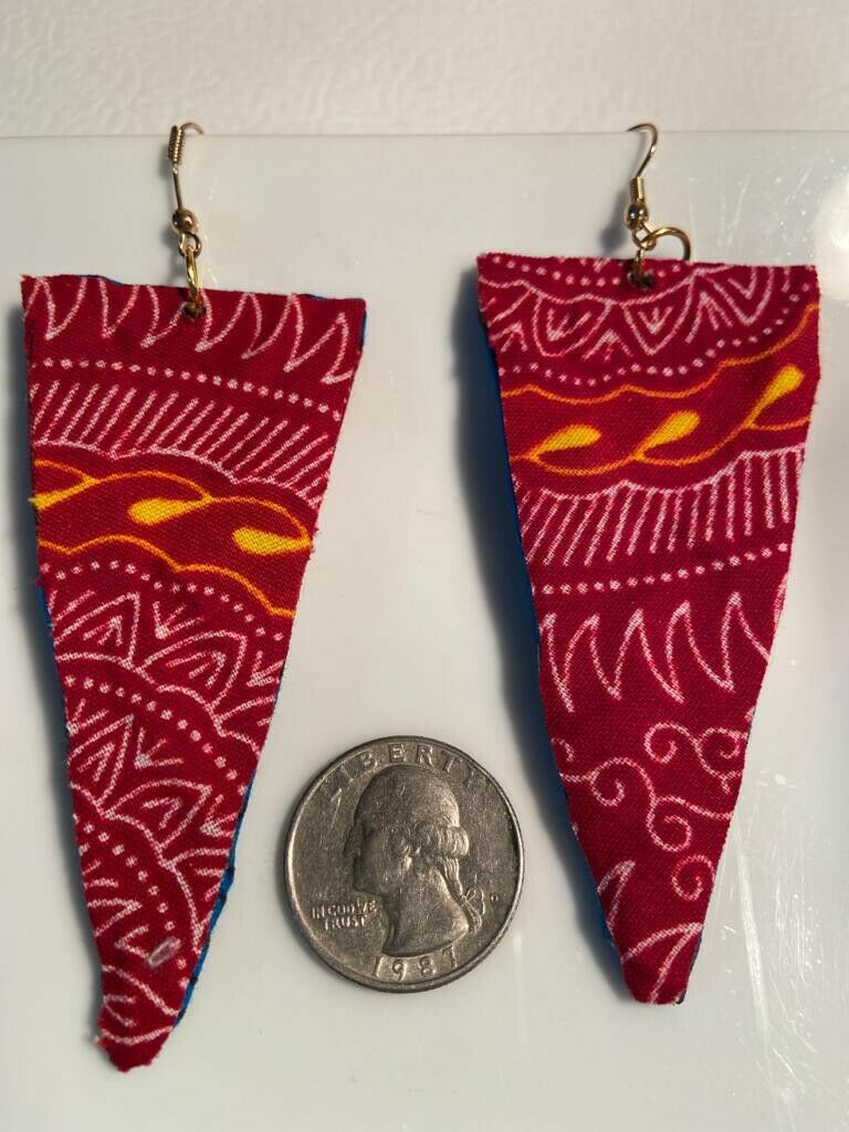 African Earrings Fabric Handmade with Tribal Ankara/waxprint 2pairs $9.50