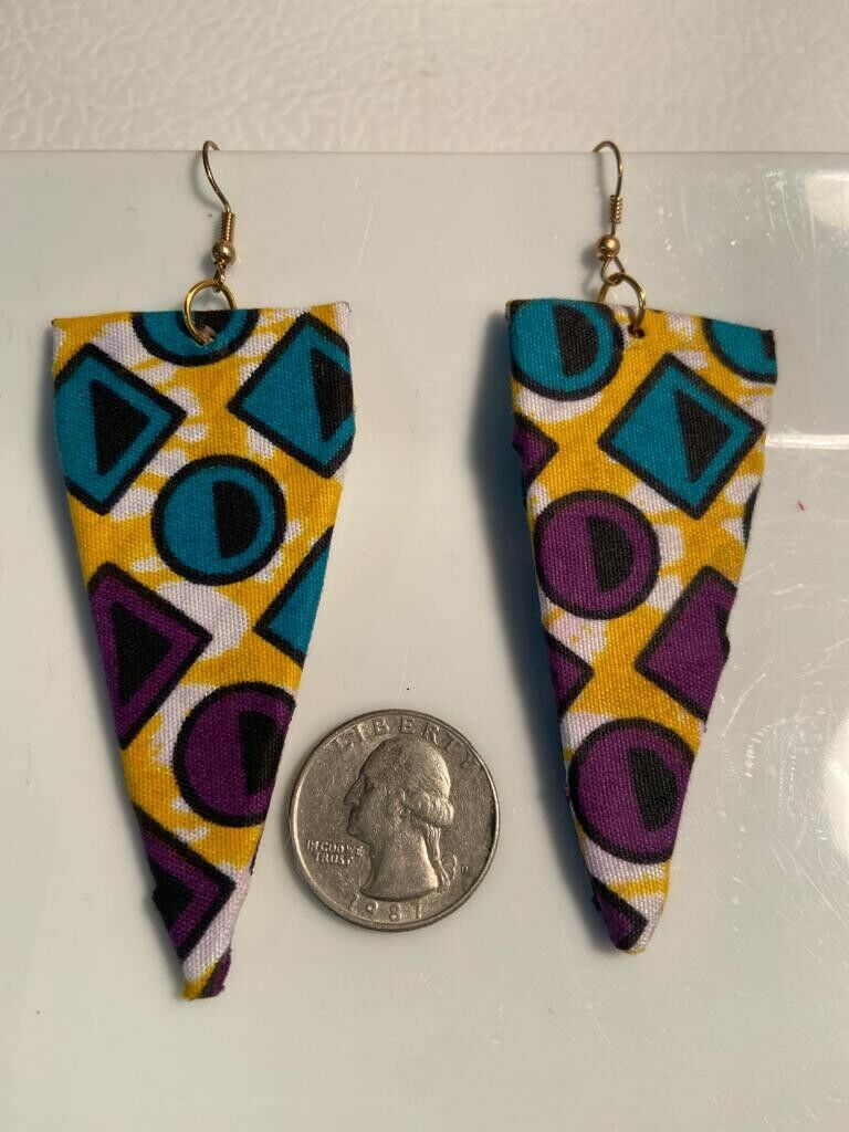 African Earrings Fabric Handmade with Tribal Ankara/waxprint 2pairs $9.50