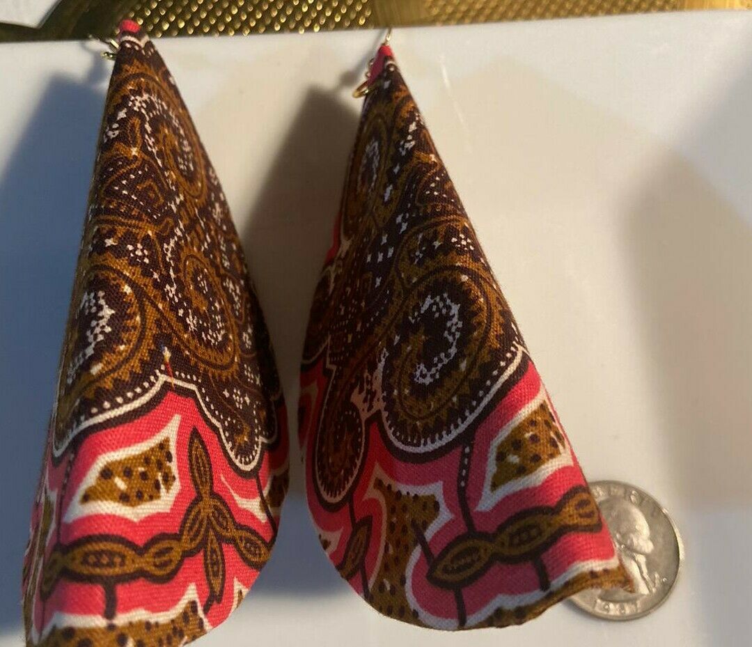 African Print Butterfly Earrings Pink~ $12 Ships Free