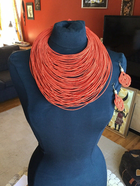 Elegant 120 Cord Strands Statement Necklace