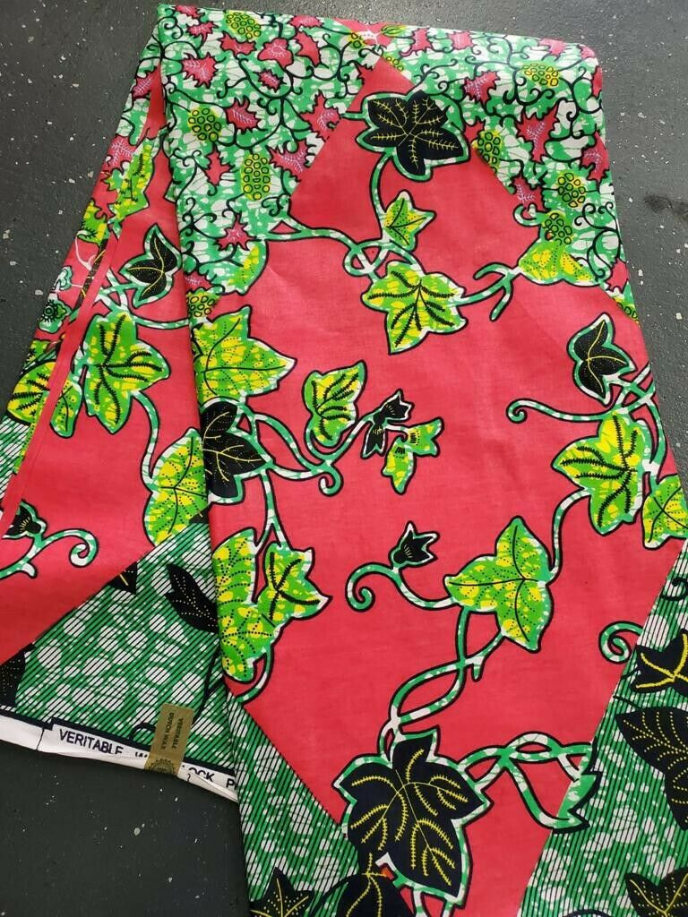 African Print With Black Background And Bold Floral Details 6yards