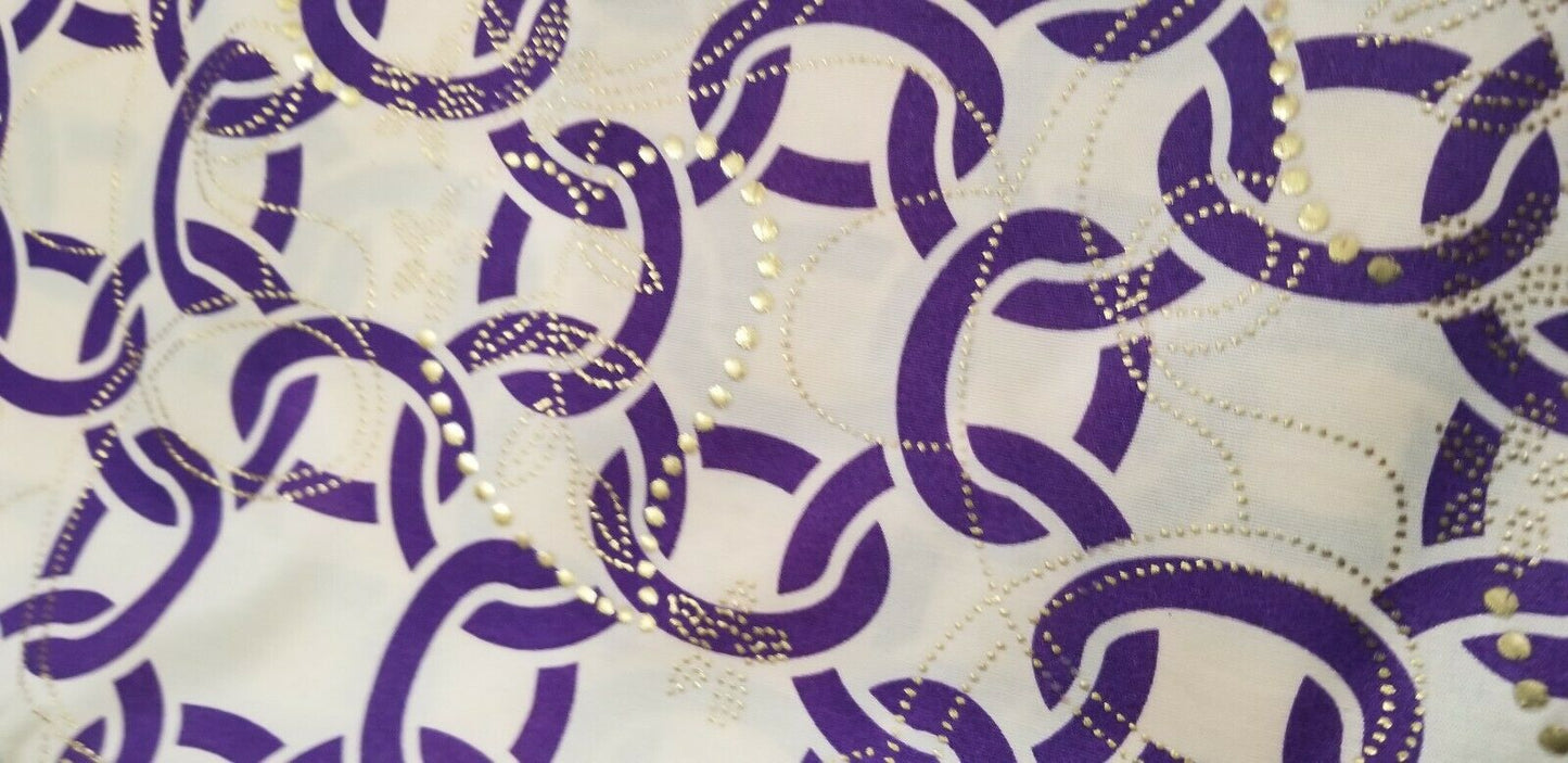 2Yards  Gold Emboss Design Purple African Print $16.50