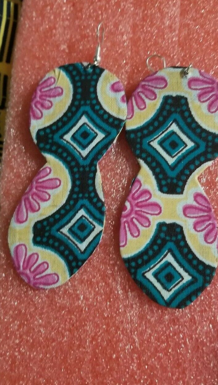 African Earrings  Handmade with Tribal Ankara/waxprint 4pairs $12...FREE SHIPING