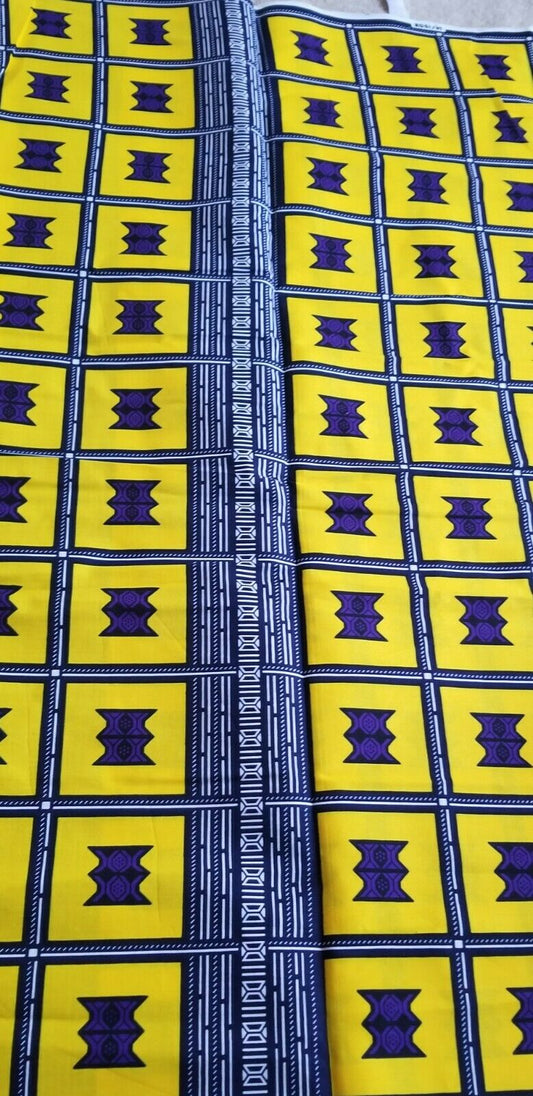 BEAUTIFUL YELLOW AND PURPLE AFRICAN PRINT FABRIC 6yards