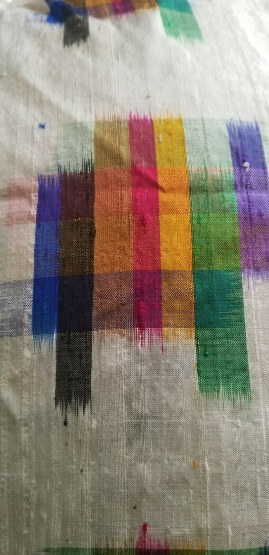 Kente Colors in Silk Lux Scarf/Head Wrap(white multi) 72"×21.5"