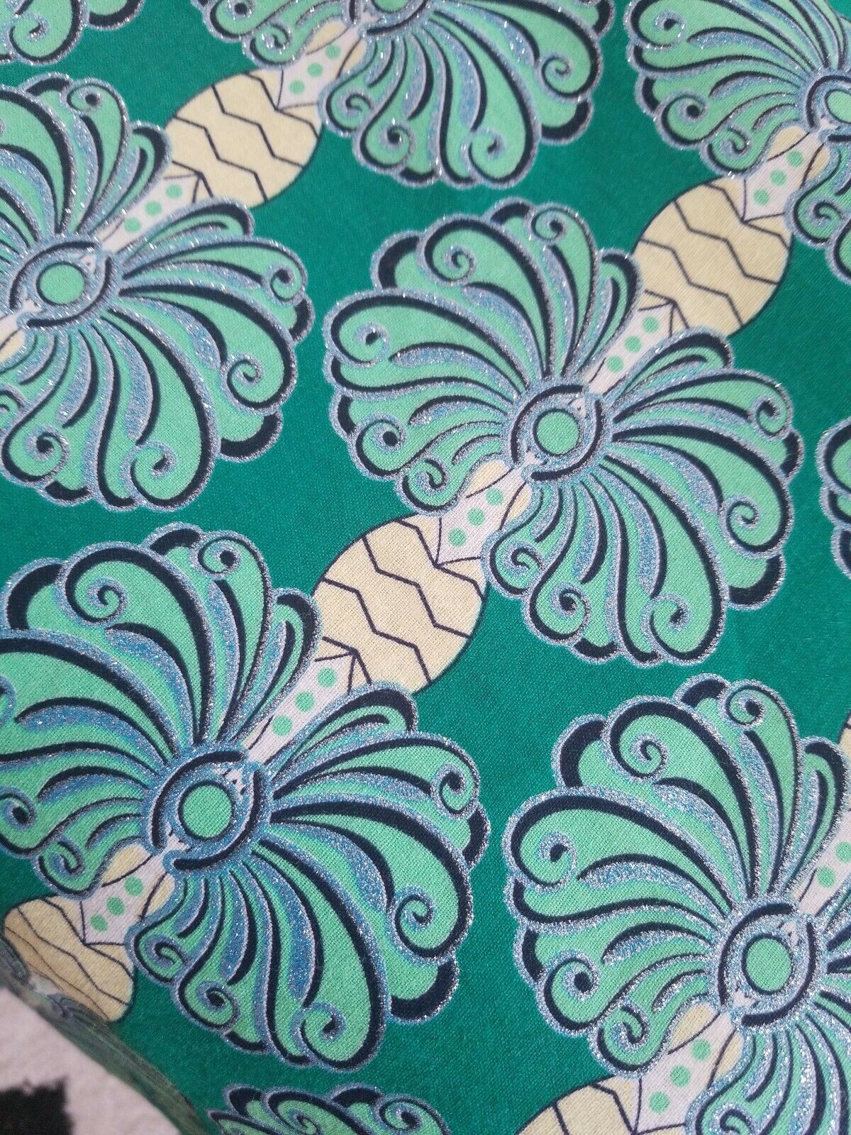 High fashion Green MULTI African  Print 100% Cotton Fabric ~2 yds×23"  $11.50