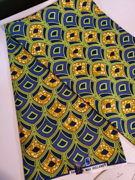 Green MultiAfrican Print 100% Cotton Fabric ~6yards×46"~$32 SALE $25!!!!