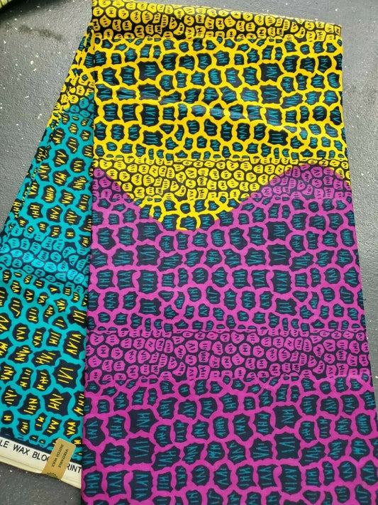 African Print With Black Background And Bold Floral Details 6yards