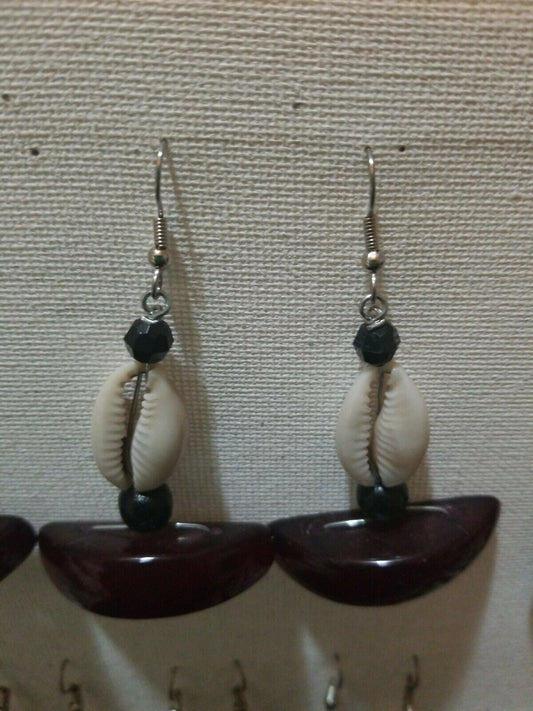 African white Cowrie Shell Earrings with resin1~$7.50