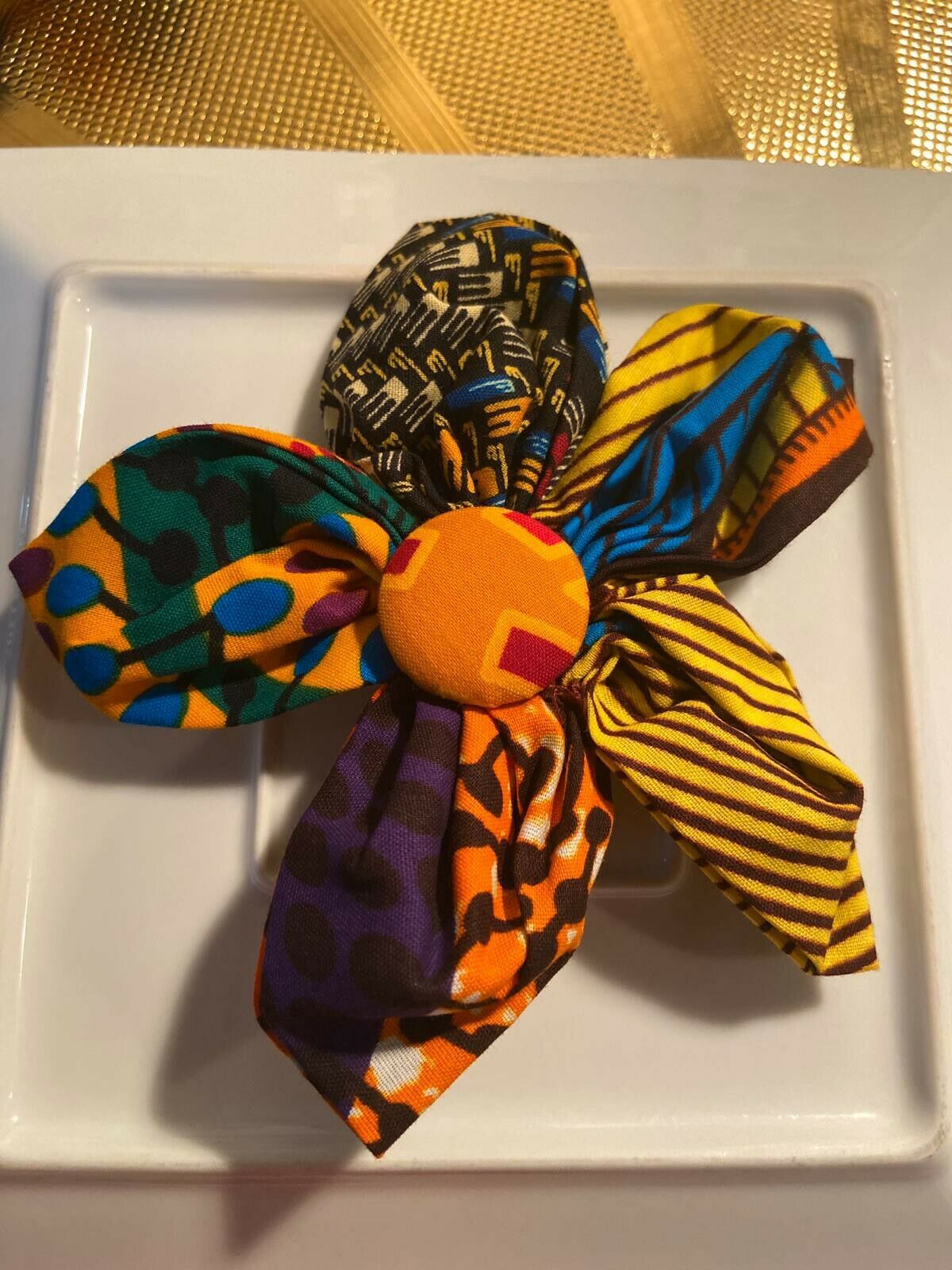 African print hair accessory/brooch pin 