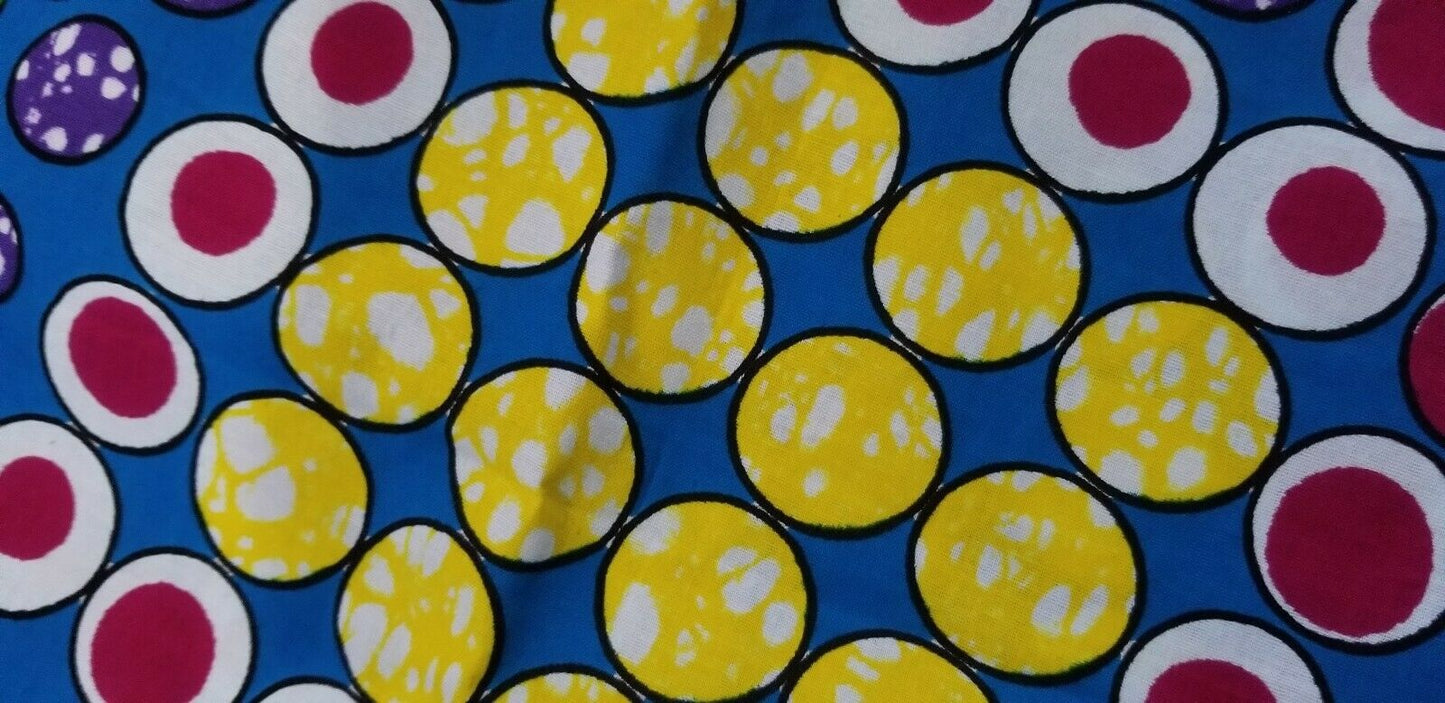 Fun Bubble Circle African Print Fabric 64"×46"~$12