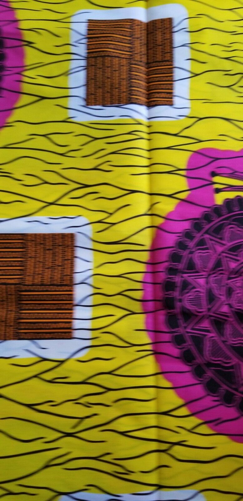 African Print Yelow multi(snails~fruitful)% Cotton Fabric 3 yds×(44 in.) ~$15.50