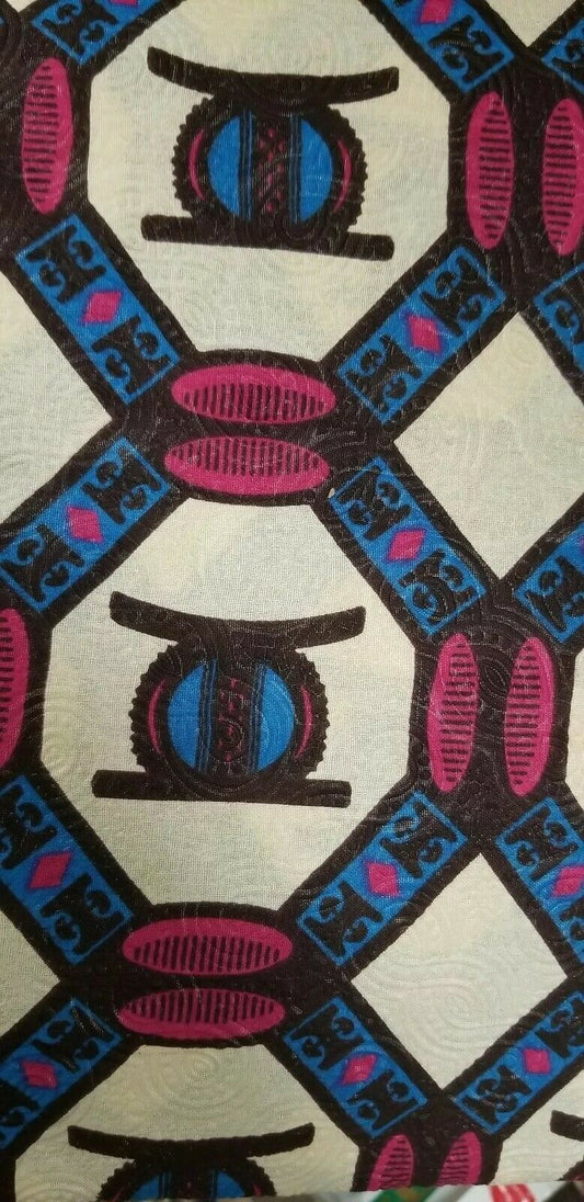 Seer Sucker African Print 100% Cotton..beautiful light weight /Vibrant multi~$10