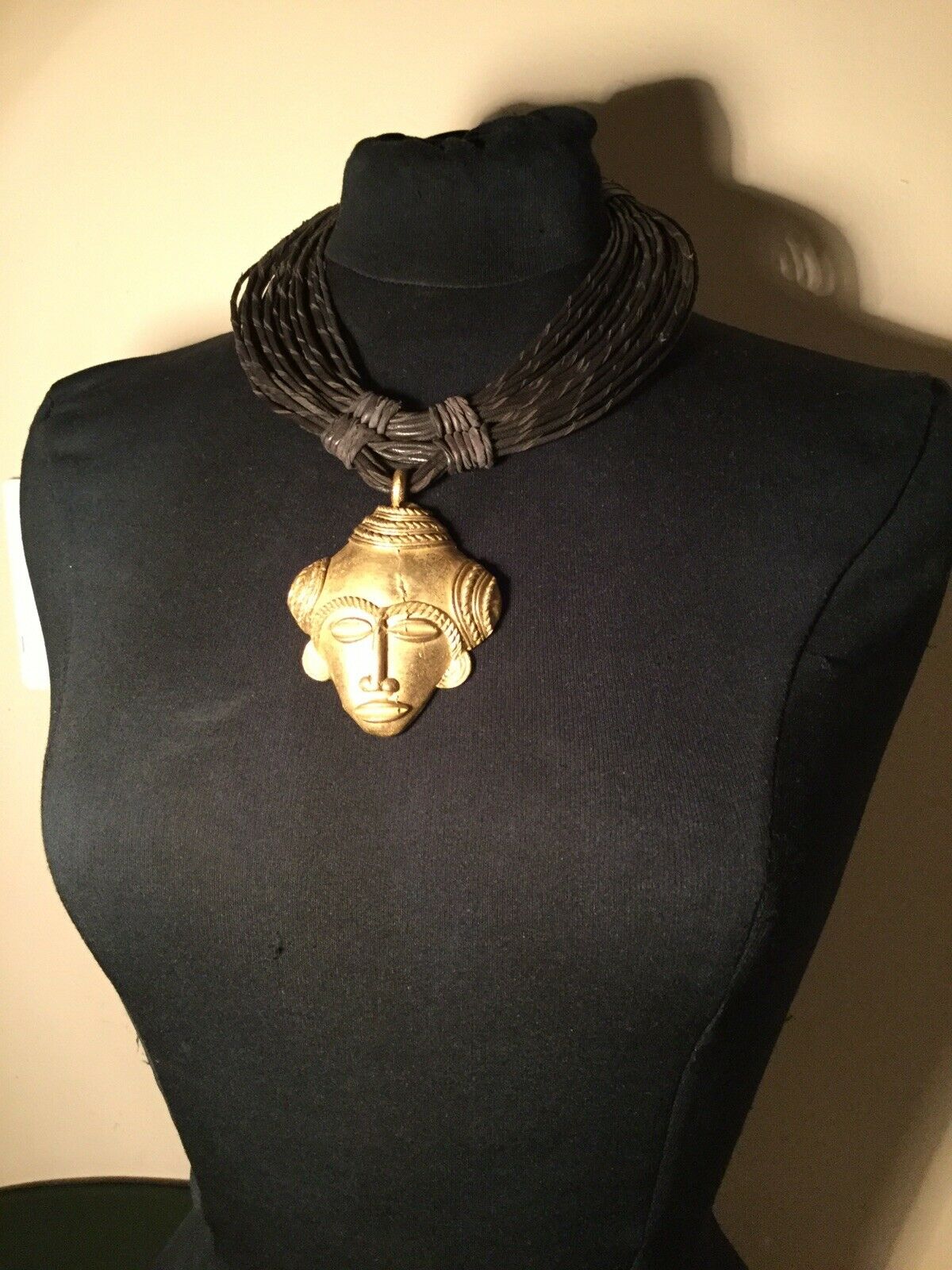 African Leather Necklace with Pendant