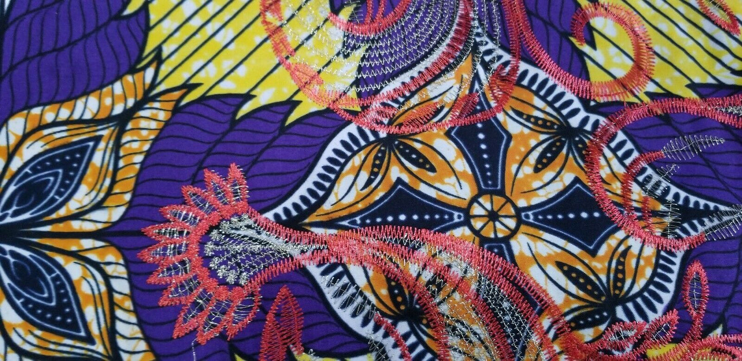 PurpleMulti Color African Print. Lace over Print Design ..$12.50 per yard