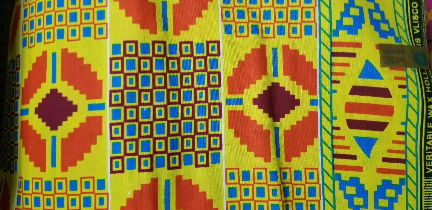 Kente Print African Wax Print 100% Cotton Fabric ~1 yd~$6.50