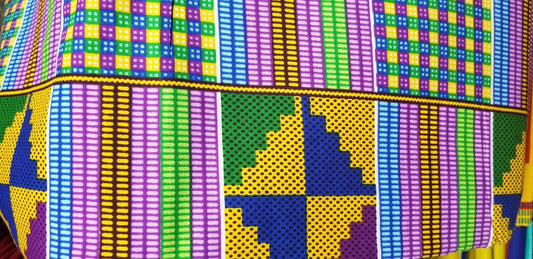 Kente Print African Wax Print 100% Cotton Fabric ~3 yds $18