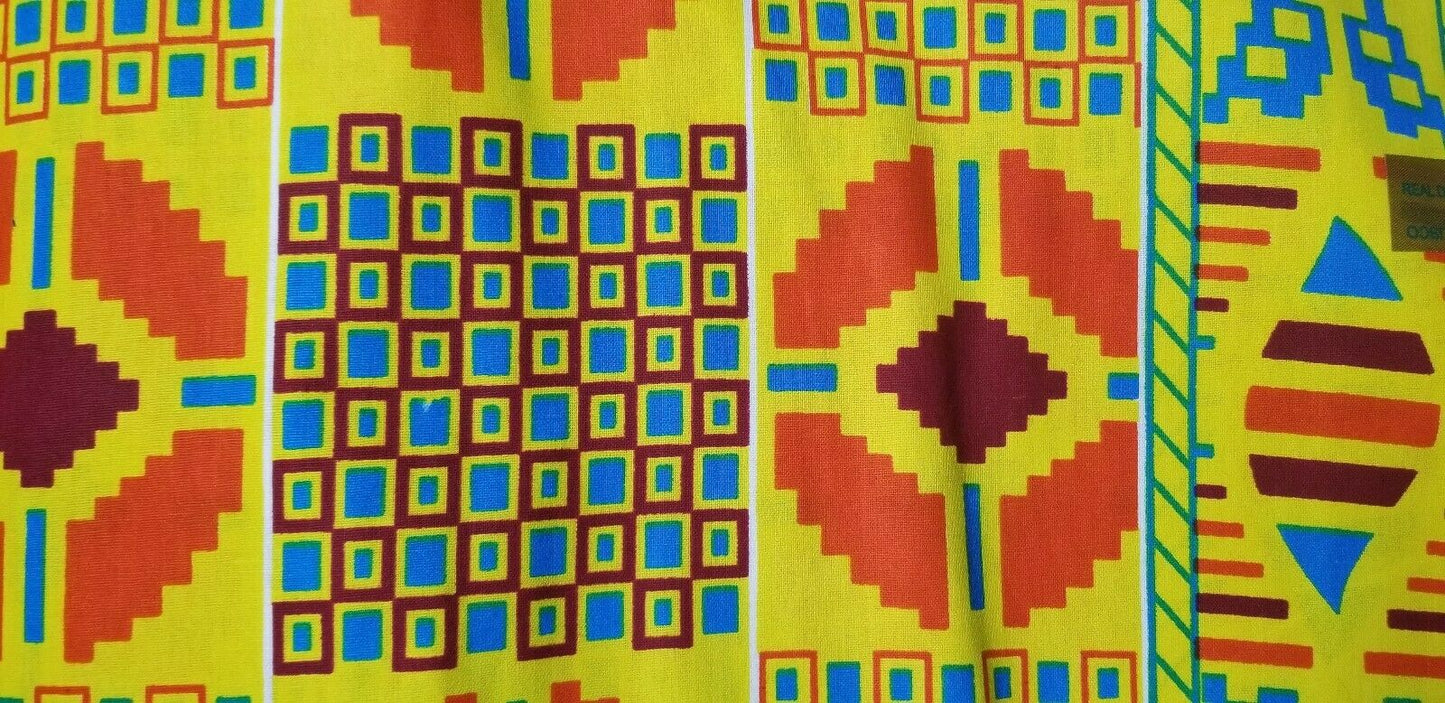 Kente Print  Print 100% Cotton Fabric ~2 YARDS × 23"