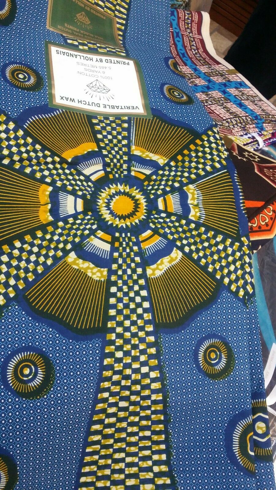 Blue MULTICOLOR African Wax Print 100% Cotton Fabric ~$6.50 per yard/