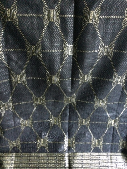 Black Adinkra lux seersucker fabric
