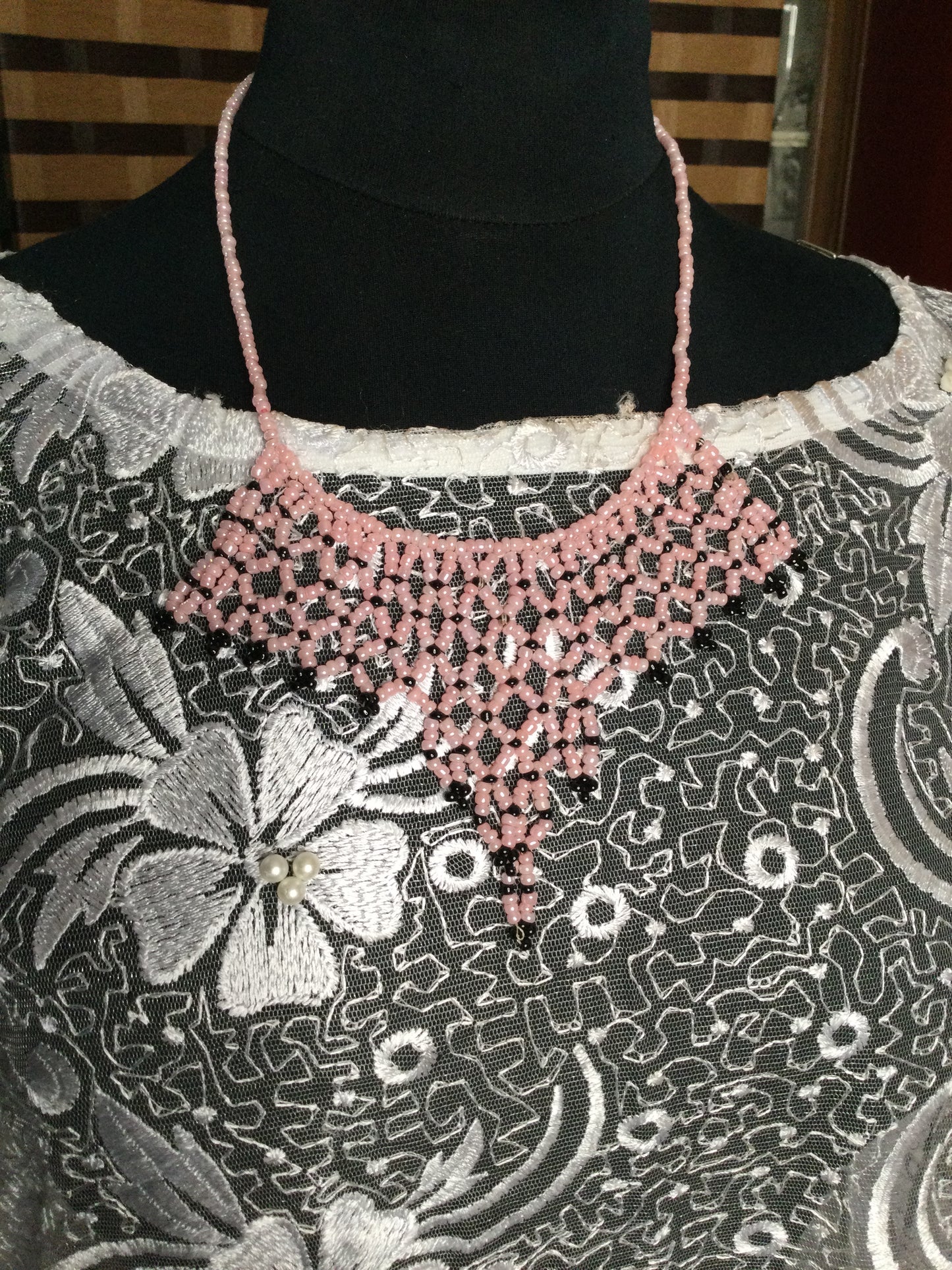Small Soft pink beadwork Necklace