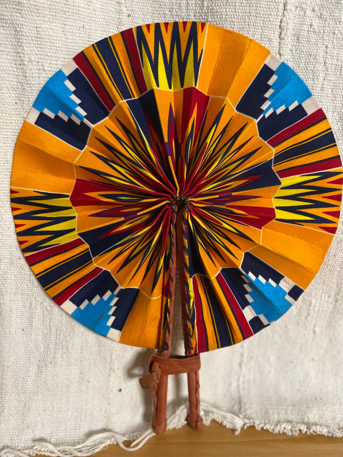 Foldable hand held fan Kente Print C