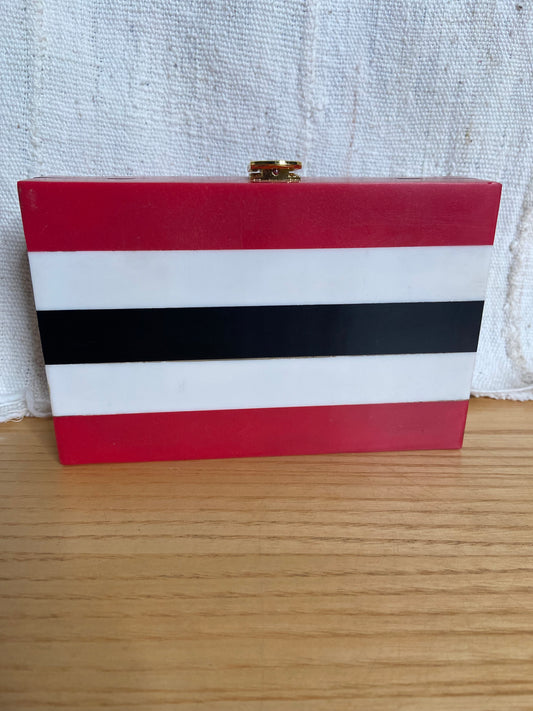 Red and White Resin Box Clutch
